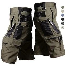 Mens Cargo Shorts Summer Tactical Cropped Trousers  Outdoor Waterproof Multi-pocket Bermudas Pants Camo Ripstop Hiking