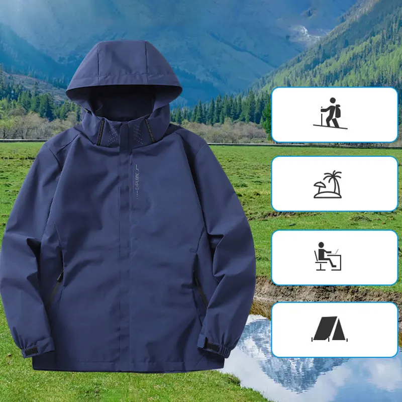 

Мужская уличная водонепроницаемая ветрозащитная куртка с отражающим капюшоном походные куртки осеннее ветровка пальто женская куртка для кемпинга альпинизм