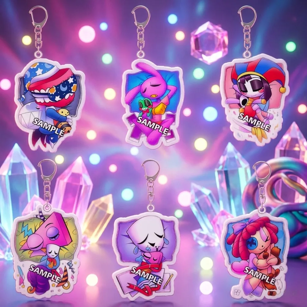 

For Anime Peripheral TADC Pomni Gangle Jax Ragatha Zooble Acrylic Keychain Custom Cartoons Backpack Pendant Exquisite Gift