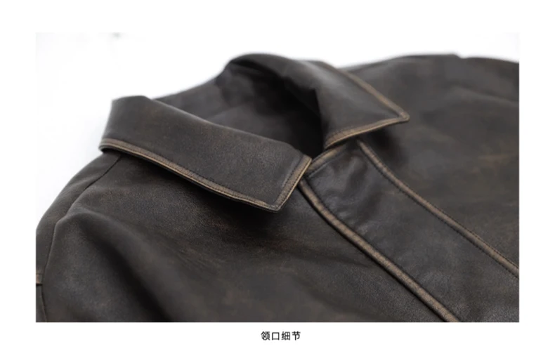 Lautaro Spring Autumn Cool Handsome Soft Vintage Distressed Brown Pu Leather Jacket Women Long Sleeve Luxury Designer Clothing