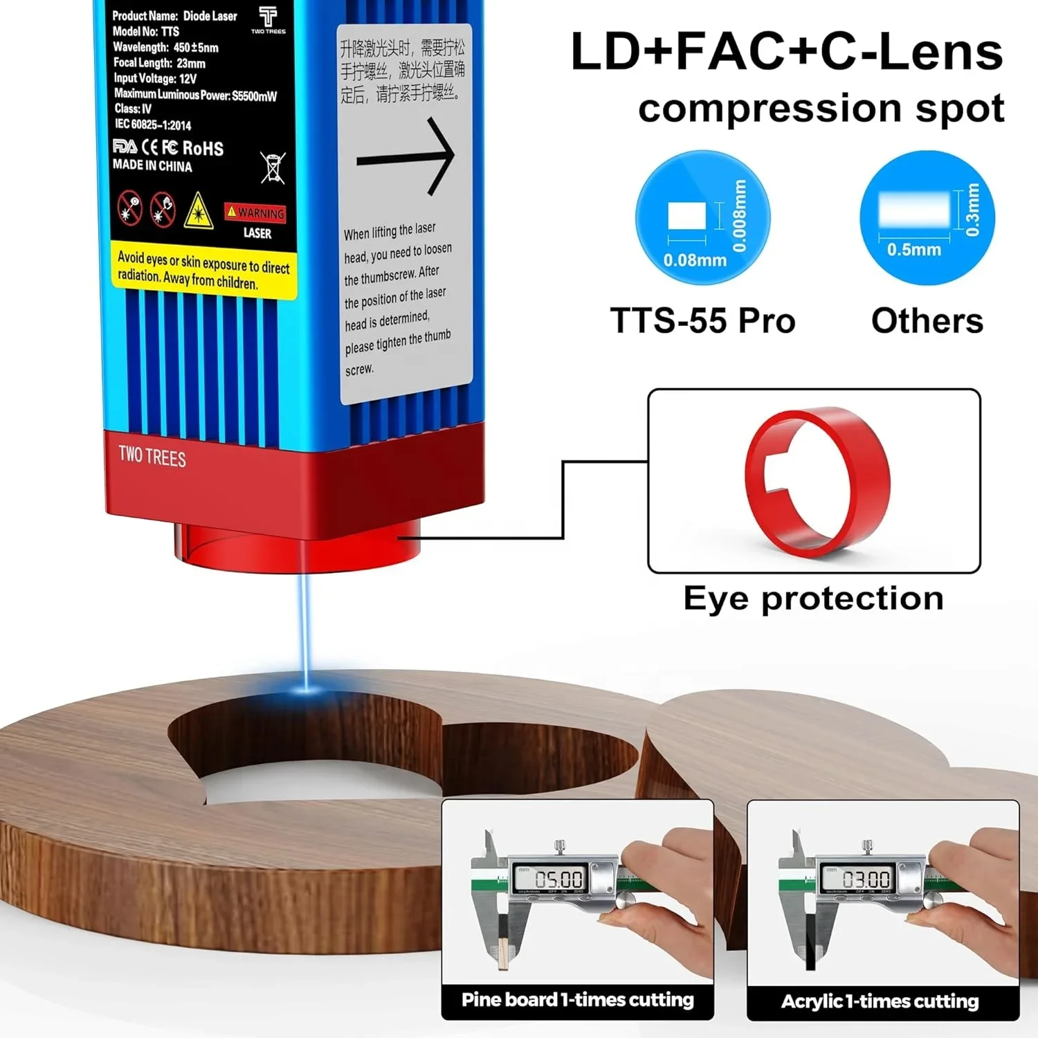 Fixed-Focus Compressed Spot Eye Protection Laser Design Laser Engraving Cutting Machine
