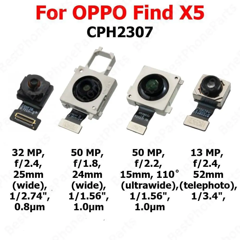 Rear Front Camera For OPPO Find X5 CPH2307 Backside Facing Frontal Selfie Back Camera Module Mobile Phone Replacement Parts