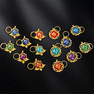 Genshin Impact Vision Inazuma Ganyu Keqing Wendi Xiao Game سلسلة مفاتيح مضيئة 7 عناصر أسلحة عين لعبة الله الأصلية حلقة مفاتيح أفضل 6 مبيعات Genshin Vision - رقم 4