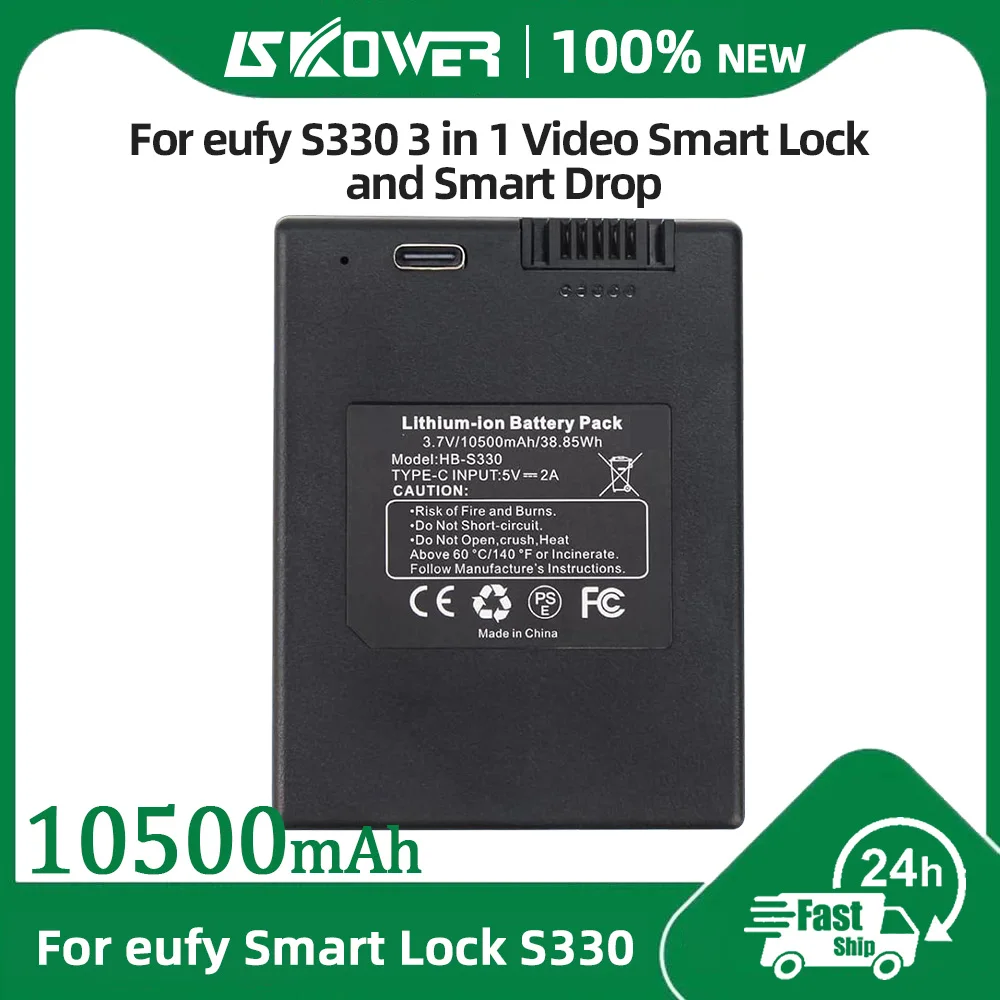 SKOWER 10500mAh Security Rechargeable Battery For eufy S330 3-in-1 S230 E330 Video Smart Lock and Smart Drop