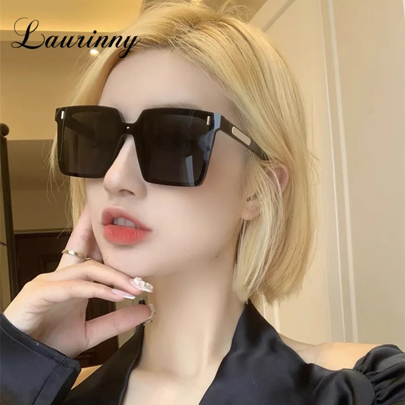 

2022 New Square Big Frame Sunglasses Womens Brand Design Vintage Trend Flat Fashion Glasses Driving Cycling Men's Sunglasses