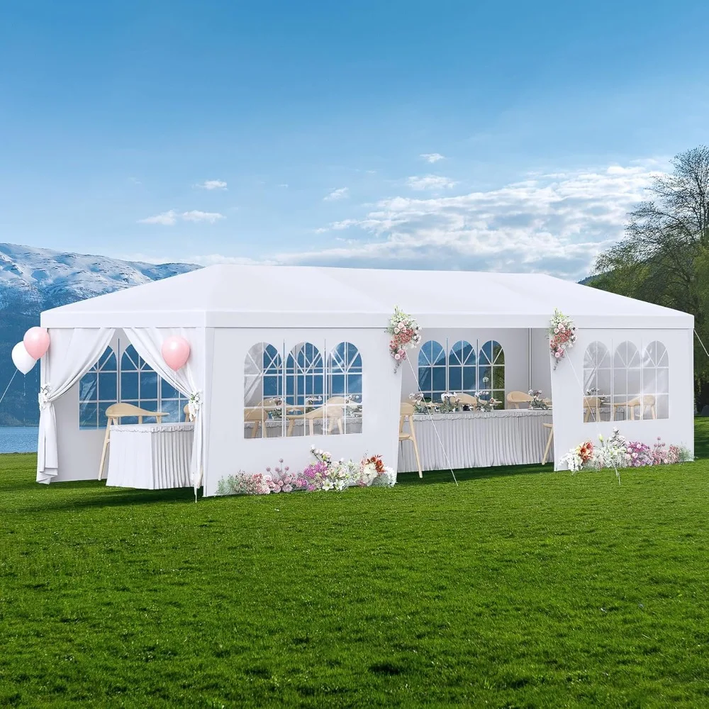 

10x30 Party Tent, 2025 Update Outdoor White Tents for Parties, Wedding, Event, Large Canopy Tent with Walls, Big Event Gazebo Te