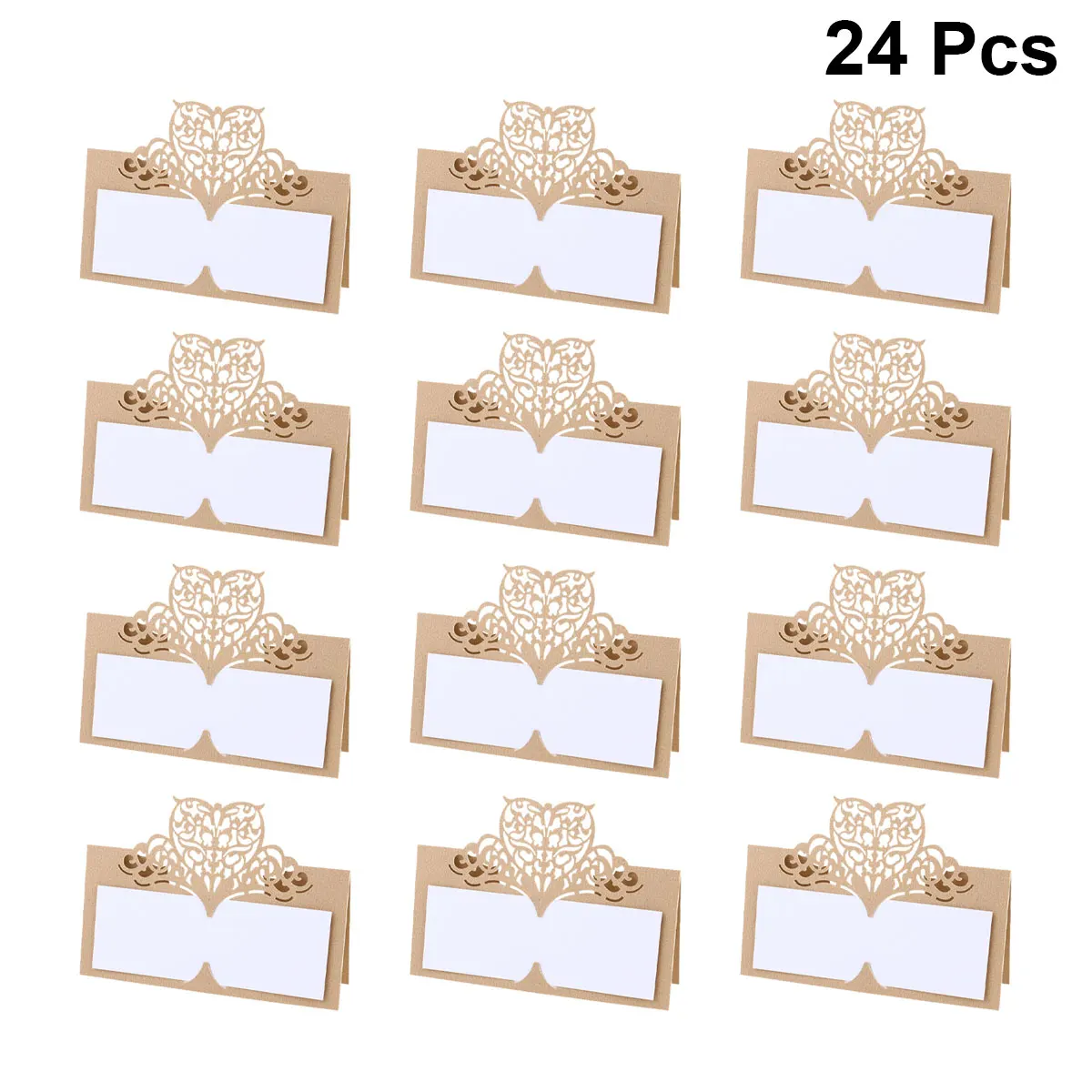

24 Pcs Golden Wedding Anniversary Place Setting Cards Laser Hollow Table Bridesmaid Tea