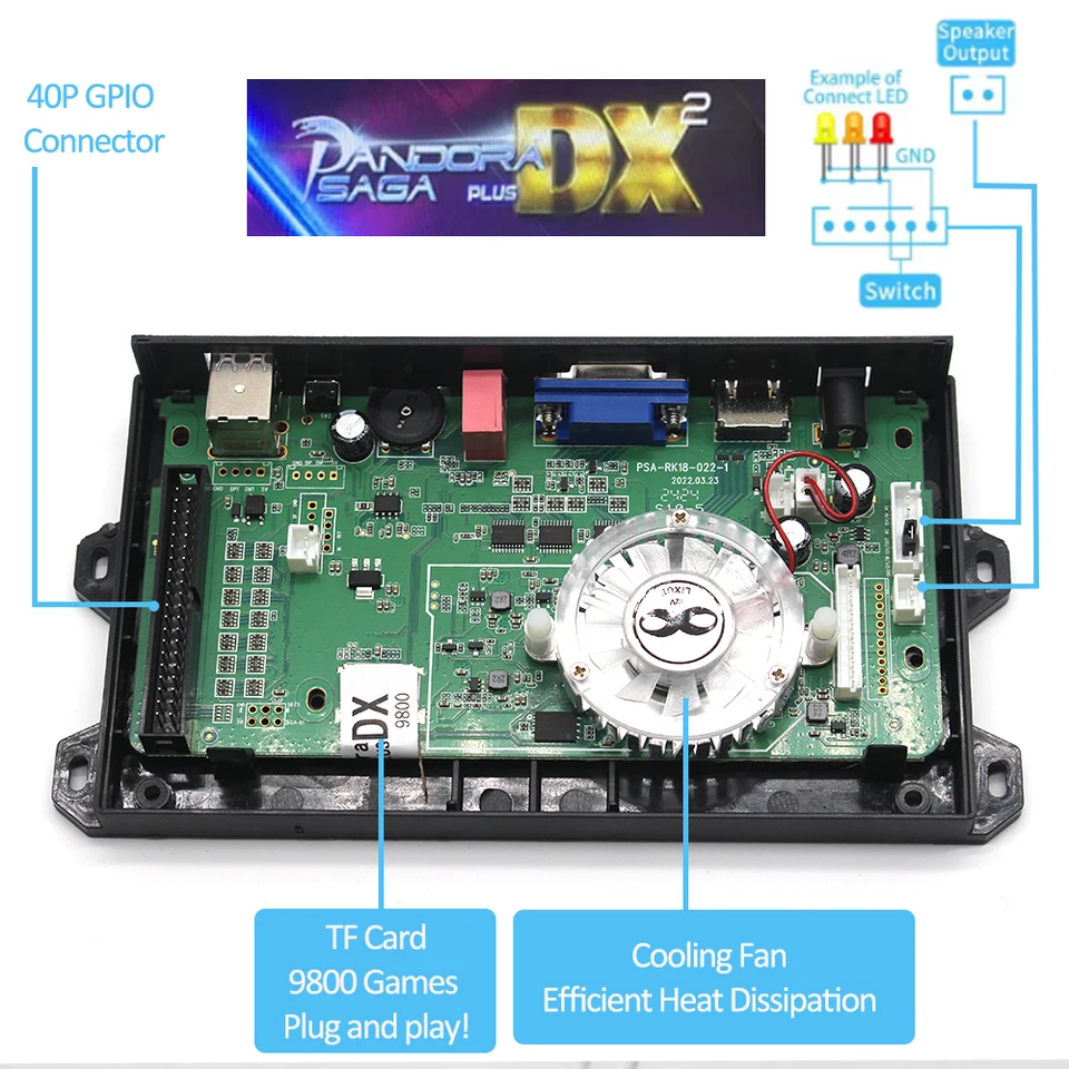Pandora Saga DX 2 Plus 9800-in-1 Arcade Box 40P PCB