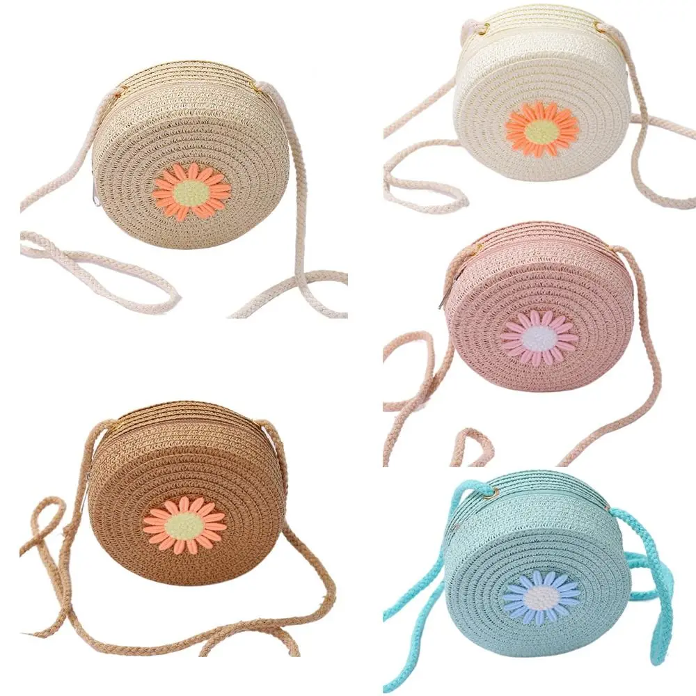 Coin Purse Woven Straw Straw Bag Shell Shape Handmade Straw Handbag Shoulder Bags Kid Children