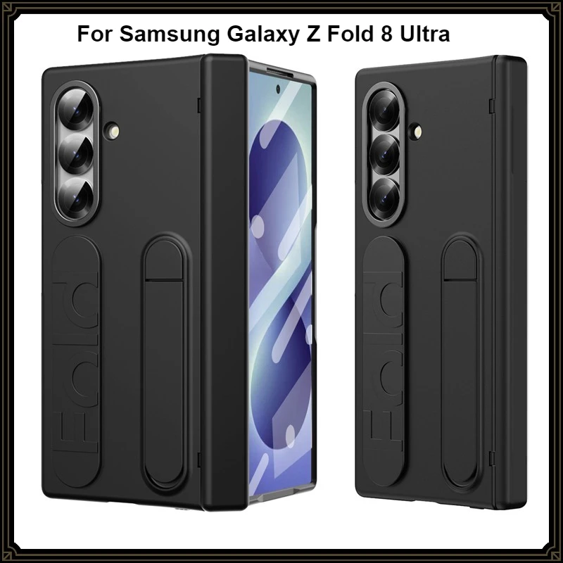 Case For Samsung Galaxy Z Fold 8 Ultra Case ELVEV Luxury Hard PC Soft Silicone Wristband+Screen Protector Folding Phone Cover
