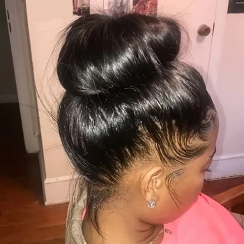 250 Dichtheid 360 Volledige Kant Pruik Echt haar Voorgeplukt Ruw haar Pruik Braziliaans Bot Recht Pruiken Echt haar 100% Natuurlijke haarlijn