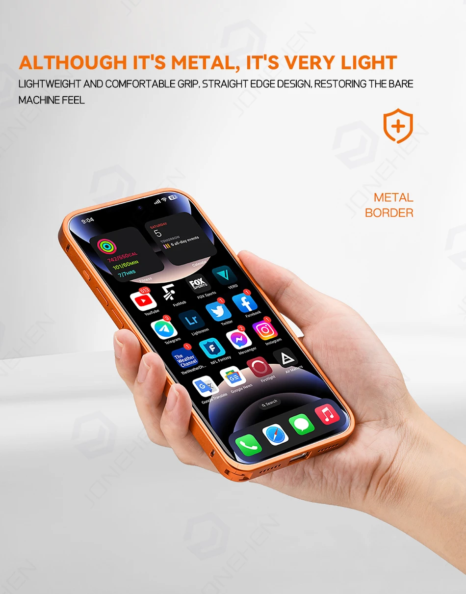 Für iPhone Air 12 13 14 15 16 17 18 Pro Max 18p Dünne Hülle Orange Dünner Bumper Luxuriöser Leichter Aluminium-Metallrahmen Legierungs-Schutzhülle – Detail 12