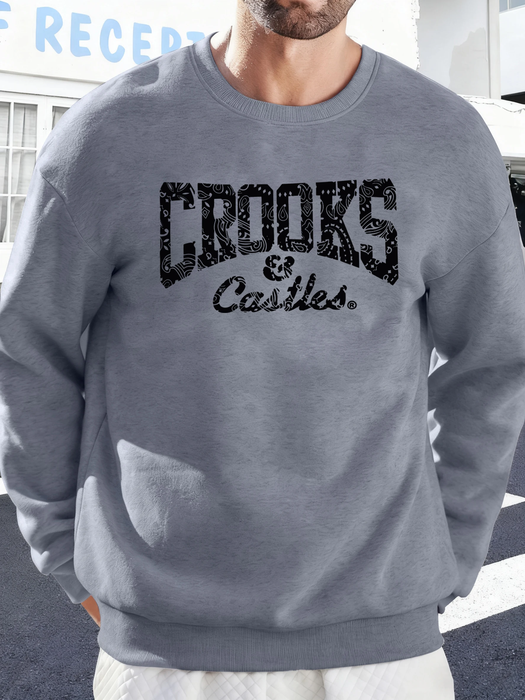 Crooks Castles Print Men Fashion Warm Pullovers Street Fleece