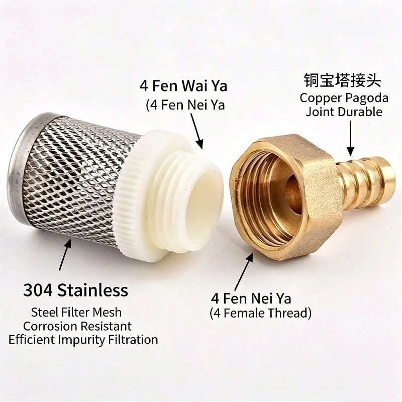 6-19mm Stainless Steel Mesh Filter Garden Irrigation Pump Protection Hose Filter Water Cleaning Mesh Brass Filter