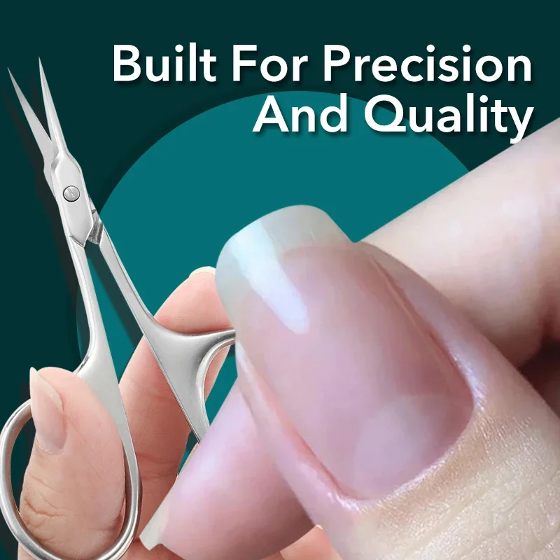 Stainless Steel Cuticle Scissors Curved Blade Nail Manicure Tool for Eyebrow Eyelash Dry Skin Multi-purpose Compact Size