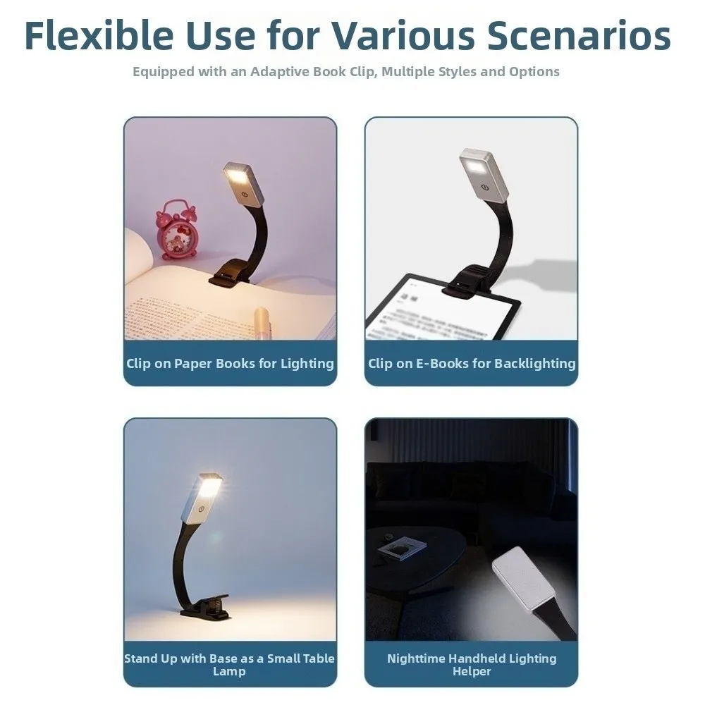 USB Rechargeable LED Reading Light Stepless Dimming Easy Clip Book Clip Light 3-Level LED Book Light for XTEINK X3/X4