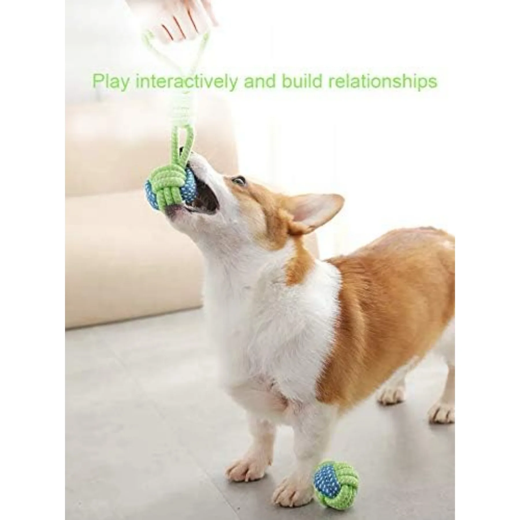 Экологичные игрушки из хлопковой веревки, игрушка для собаки с веревочным узлом, устойчивая к укусам, игрушка для средних/маленьких собак