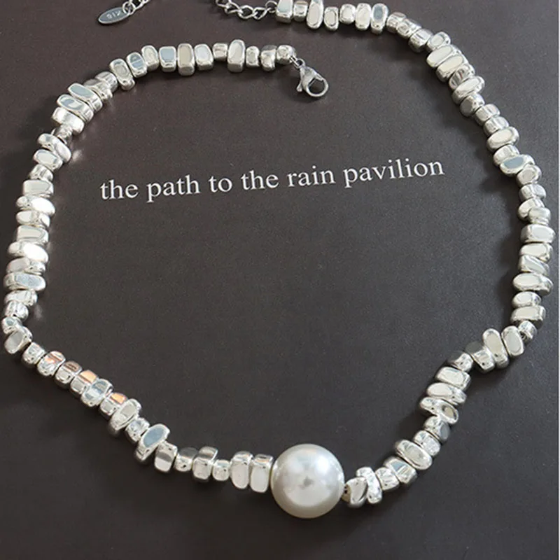 Ore nugget irregualr beads necklace for women single pearl necklace winter elegant minimalist jewelry valentines jewelry 2023 ne
