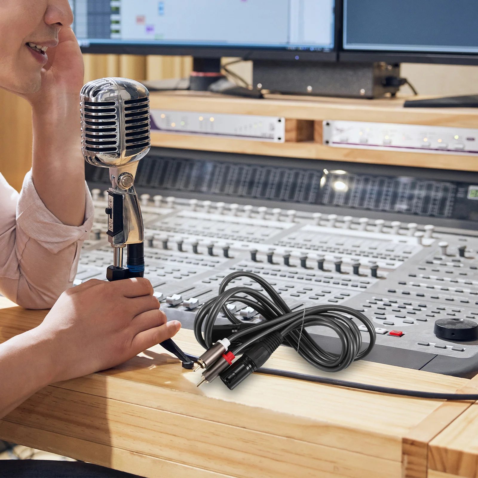 

2 Rca To 2 Xlr Male Audio Cable Balanced Microphone Cord For Mixer Amplifier Studio Equipment Sound Transfer Dual Connector