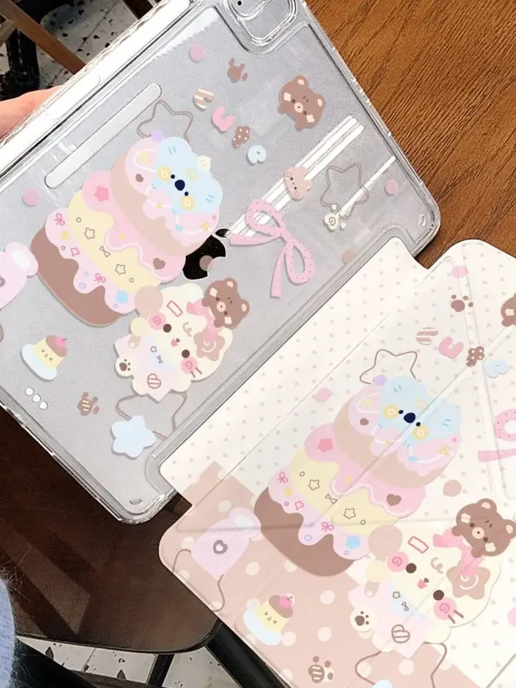 Cream Ice Cream Cat Star Bear Polka Dot For iPad Pro Air M5 M4 M3 M2 13'' 2 1 11th A16 12.9" 10 9 8 7 6 5 Th Mini 7 6 8.3" Case 5