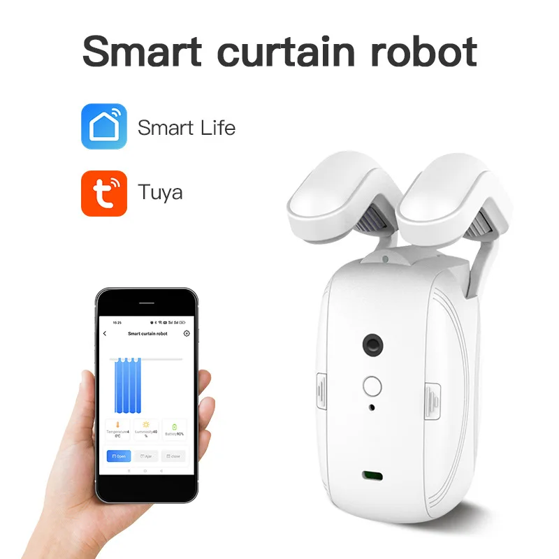 Tuya WIFI Smart Electric Curtain Motor for Roman Rod T&U Voice Control Smart Life APP Control Compatible with Alexa Google Home