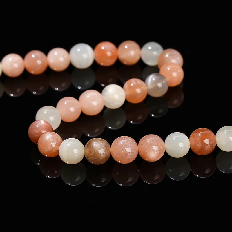 Natural Stone Mixed Moonstone Bead Colorful Moonlight Irisation Loose Spacer For Jewelry Making Bracelet Necklace Diy Accessory