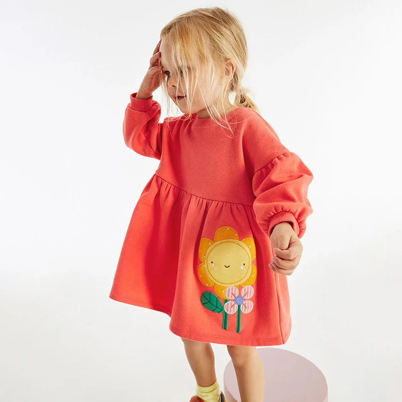 Jumping Meters 2-7T Autumn Winter Long Sleeve Princess Girls Dresses Embroidery Or Printed Baby Party Clothing Sweater Dress