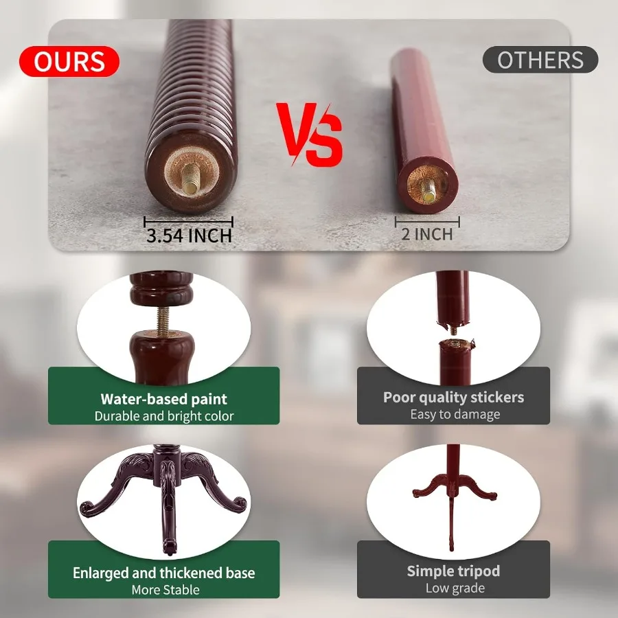 حامل معطف قائم بذاته من الخشب الصلب العتيق مع قاعدة مثلثة للمدخل أو المكتب شماعة شجرة معطف خشبية شديدة التحمل wi #3