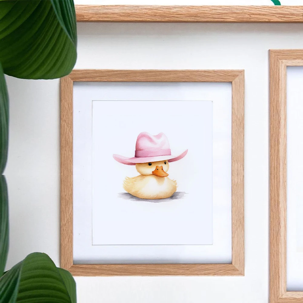 Cowboy Duck Children's Room Print Minimalist Kindergarten Wall Art Home Decoration Living Room Bedroom Decoration Canvas Poster