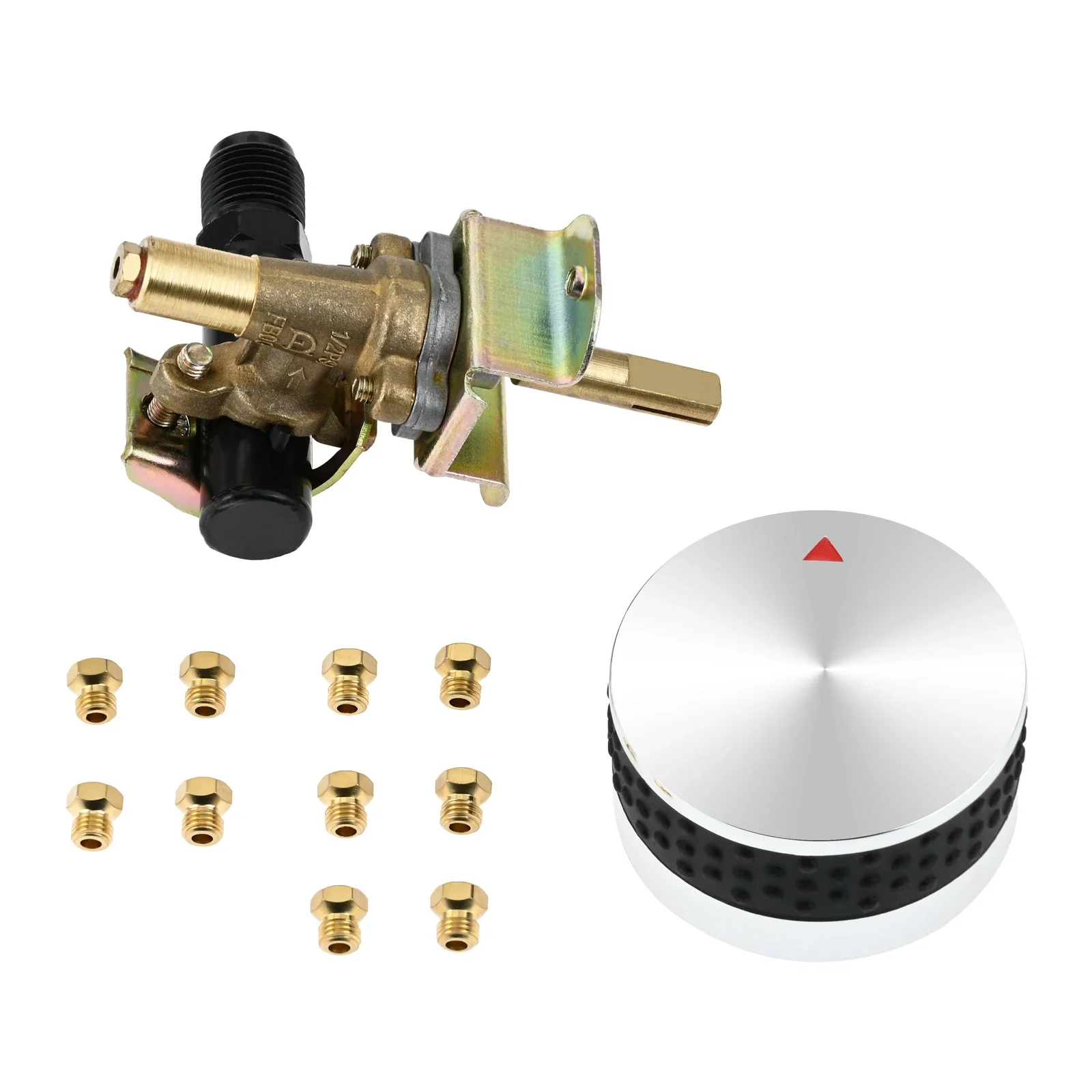 Natural Gas Regulator Control Valve with LP Gas Orifices Nozzle Kit Conversion for Propane Fire Pit BBQ Grill & Burner Regulator