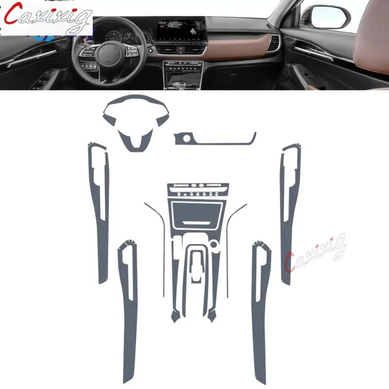 For KIA Seltos KX3 2021-2023 Car interior Center console transparent TPU Paint protective film Anti scratch sticker LCD screen