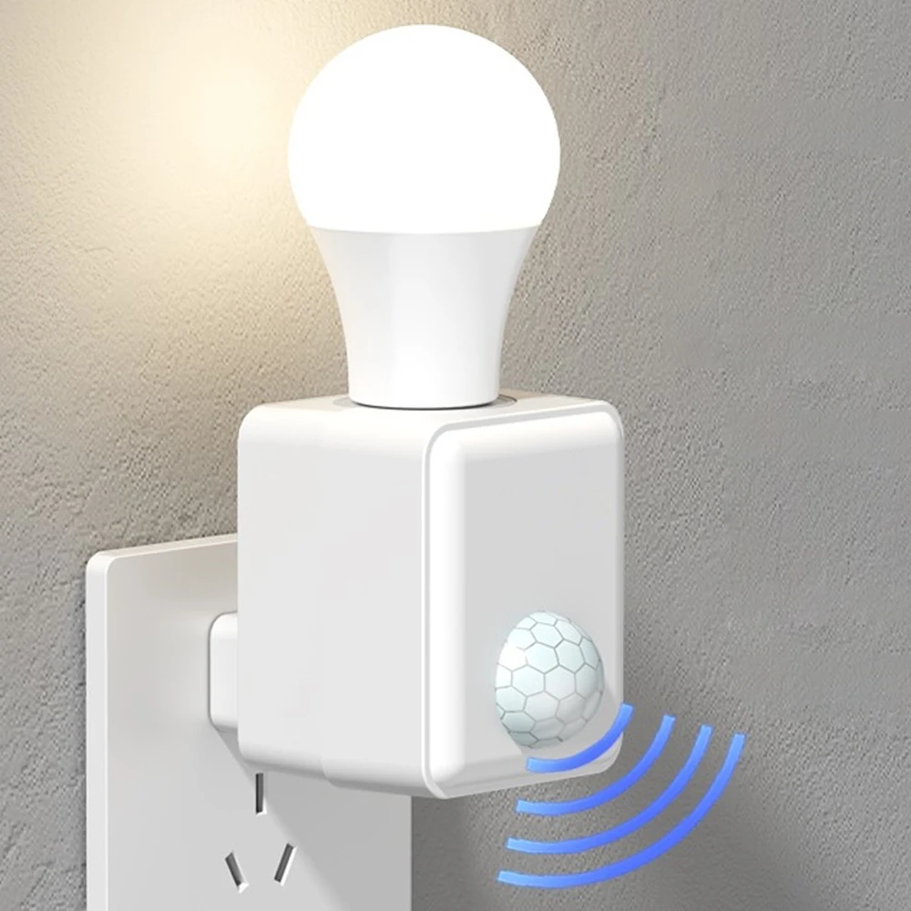 E27 Screw Port Sensor Lamp AC110-240V Wall Mounted LED Human Infrared Sensor Lamp Holder Intelligent Delay Head Adapter