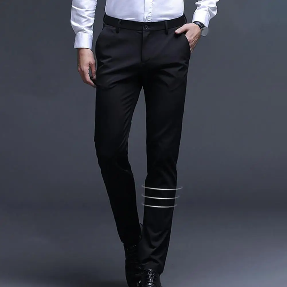 Brand Clothing Spring Summer Straight Suit Pants Men Business Fashion Red Black Blue Solid Color Formal Trousers Large Size