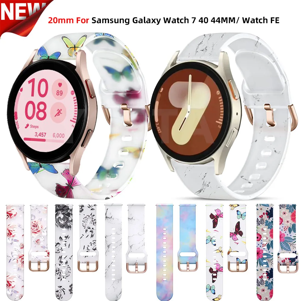 Print Silicone Sport Straps For Samsung Galaxy Watch 7 6 5 4 40mm 44mm/Watch FE 6 Classic 43 47mm Bracelet Smartwatch Wristbands
