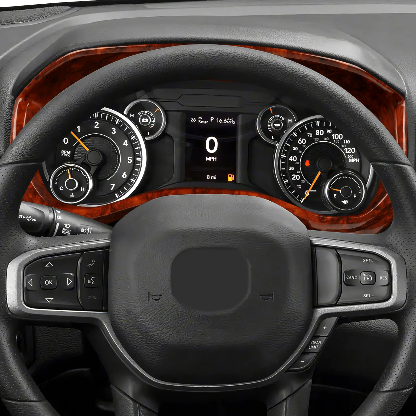 For Dodge RAM 1500 2500 3500 2019-2026.Car Dashboard Speed ​​Display Panel.Wood Grain Interior Sticker ABS Trim Accessories. - view 4