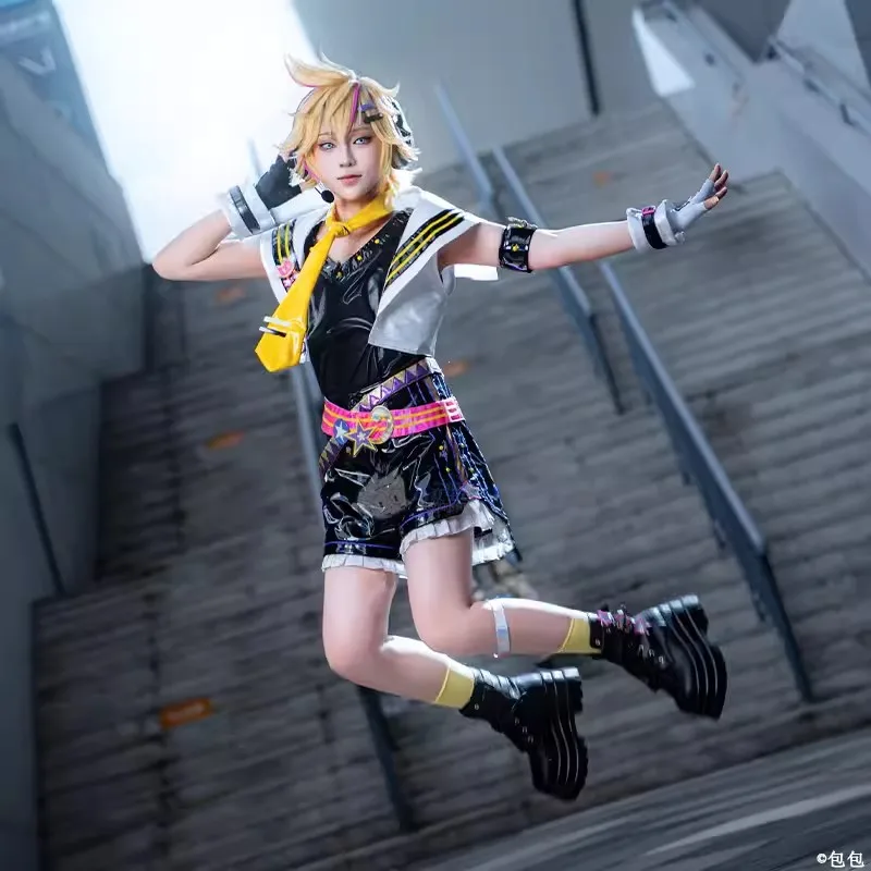 Game Muse Dash and Rin Cosplay Costume jacket skirt Mikuu Rin Len Uniform Outfits Anime Cosplay Costumes Halloween costume wig