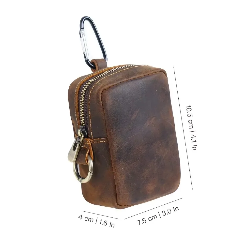 American Retro PU Square Storage Bag, Coin & Earphone Organizer, Waist-Hung Portable Key Pouch Men’s wallet