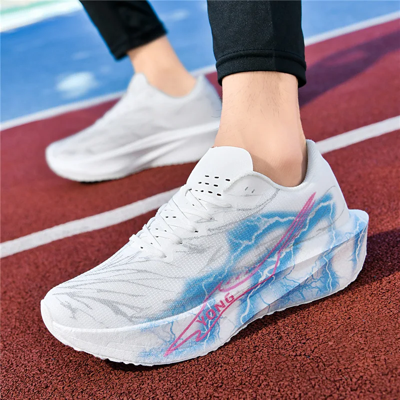 أحذية الجري للزوجين، أحذية شبكية قابلة للتنفس، خفيفة للغاية، مبطنة من ألواح الكربون، أحذية رياضية كاجوال ومتعددة الاستخدامات للرجال