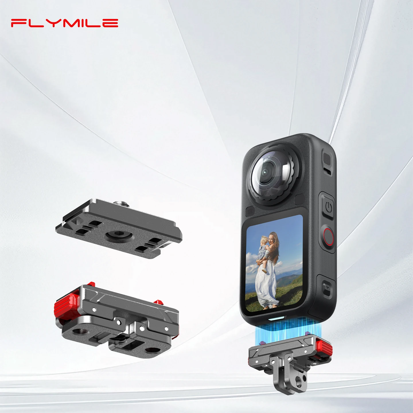 Image of Flymile Adapterbasis für Insta360 X6/X5/Ace Pro 2 Kamera, faltbare Schnellwechselplatte mit 1/4-Zoll-Gewinde, universelle Montagebasis.