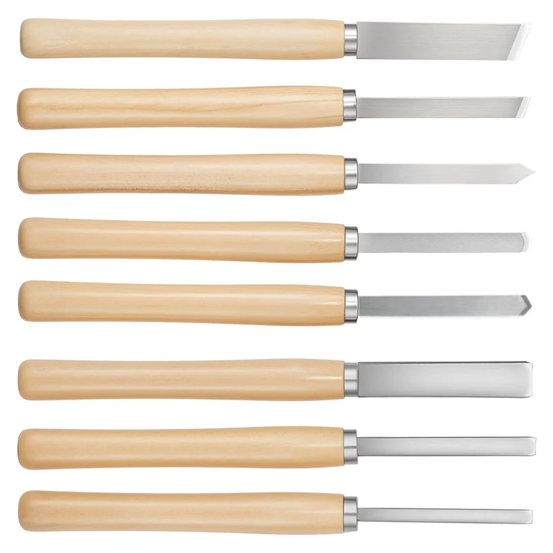 ABGE-pour le travail du bois pour tour à bois ciseau Set-8PCS outils de lame en acier au carbone comprenant biais, Gouge, pointe de lance
