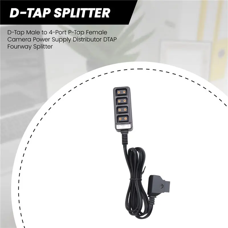 D-Tap Male To 4-Port P-Tap Female Camera Power Supply Distributor DTAP Fourway Splitter view 2