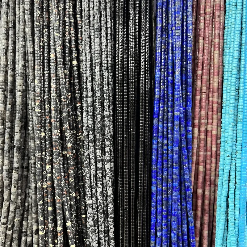 

2*4MM Heishi Beads For Gemstone Flat Round Disc Loose Natural Stone Jewelry Necklace Making DIY Small Size