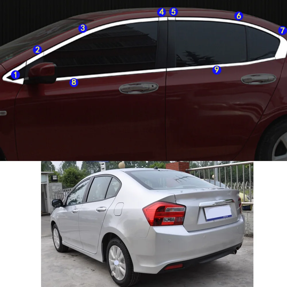 

Для Honda City 2008 2009 2010 2011 2012 2013 2014 автомобильная наклейка декоративная стойка окна средняя полоса отделка рамка капоты детали