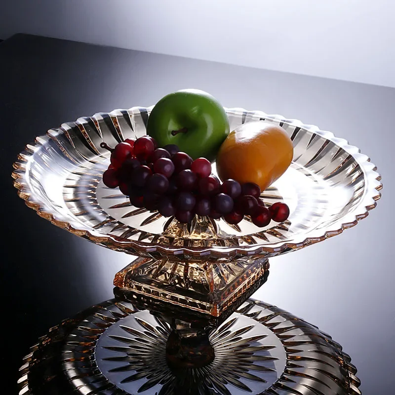 KTV hotel special supply plate fruit plate fashionable European large crystal glass put cut display fruit plate