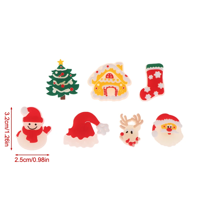 Cute Cartoon Natal Luminous Shoes, X-mas Shoes Buckles, Shoe Pin Decoração, Acessórios de Natal, Presentes de Ano Novo, 7pcs