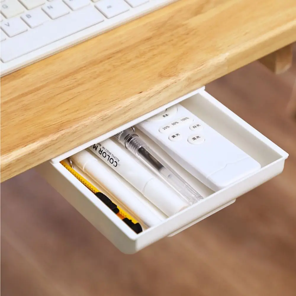 Hidden Drawer Organizer No-Punch Under Desk Stationery Box Paste Small Drawer Tray Under Drawer Desk Miscellaneous Storage