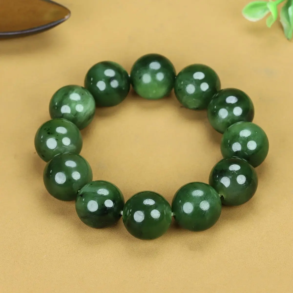 

16mm Certified Jade Bracelet Men Women Healing Gemstone Fine Jewelry Genuine Chinese Hetian Jade Green Nephrite Bracelets