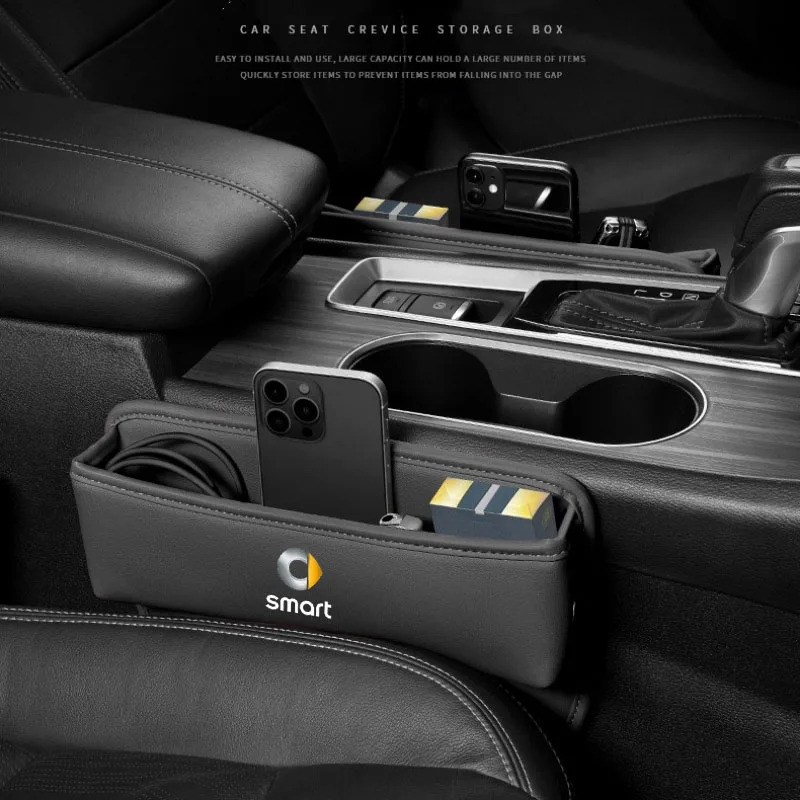 Multifunction Leather Car Seat Organizer Box Gap Filler For Smart 451 Smart 453 Fortwo Forfour Auto Accessories