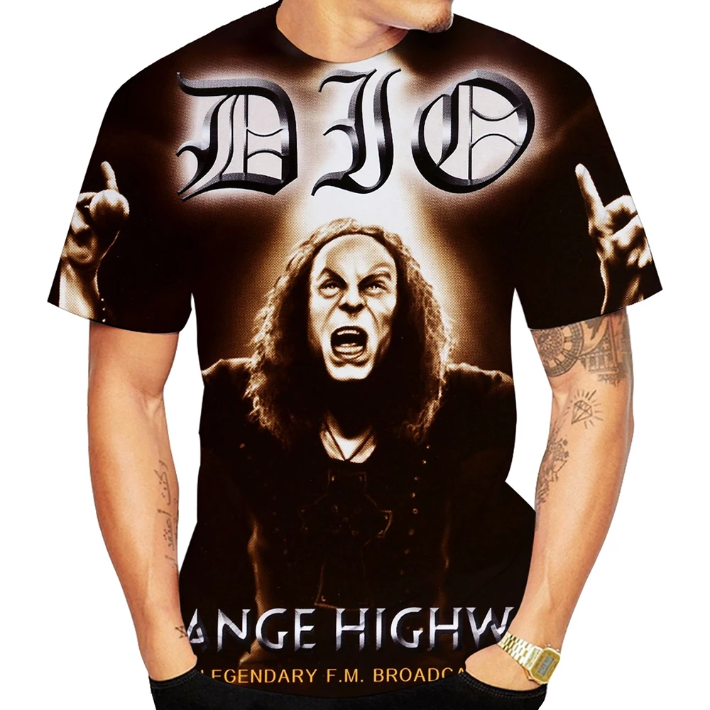 Summer Fashion Heavy Metal Band Dio Casual Large Size Men\'s 3D Printed T-Shirt Short Sleeve Top