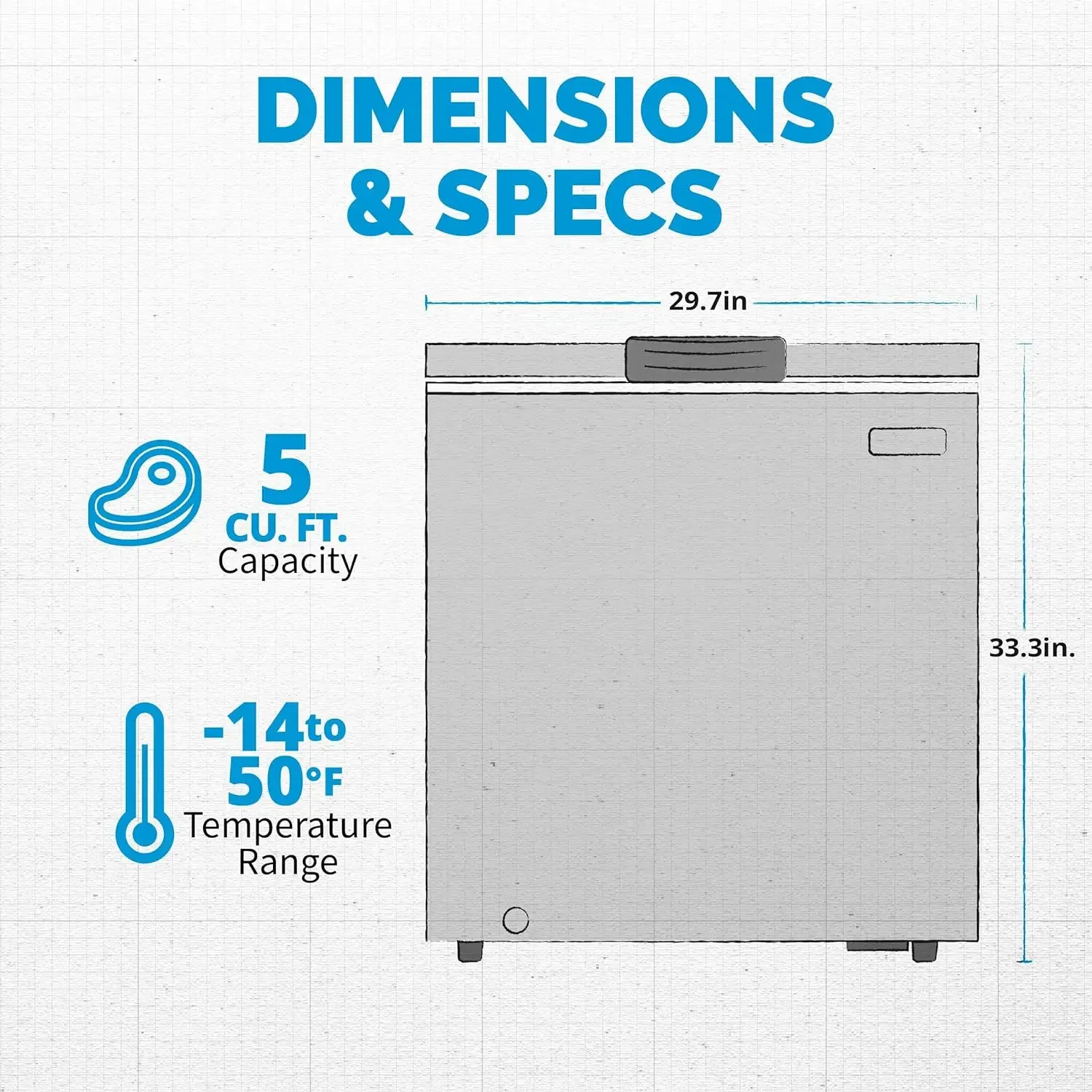 5 cu. Ft. Gefriert ruhe mit abnehmbarem Korb, leiser Tiefkühltruhe, digitale Temperatur regelung, Alarm für offene Tür, schnelles Einfrieren